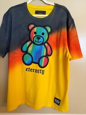 Yellow Eternity Gradient Teddy Short Sleeve Tee